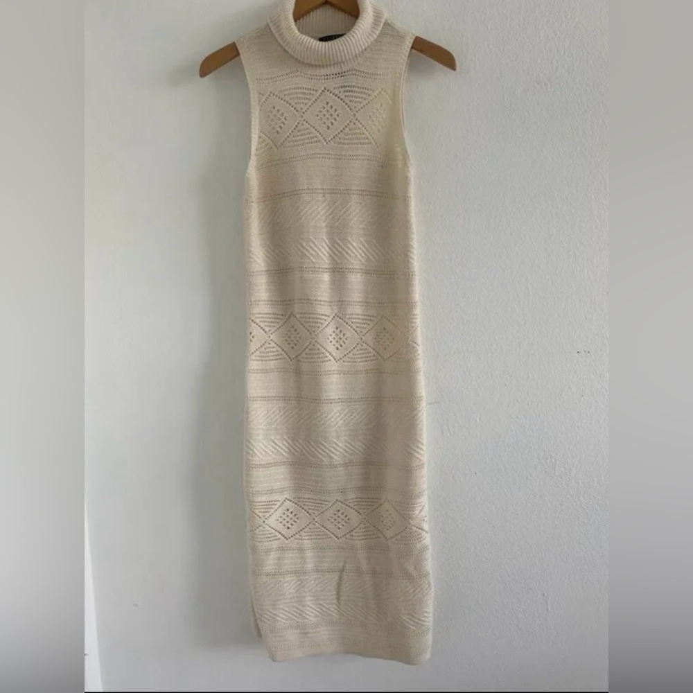 Lauren Ralph Lauren white knit dress size xs sleeveless turtleneck